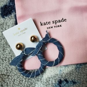 Kate Spade Tie It On Denim Hoop Earrings NEW